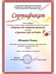 Сертификат Шкорубо Роман, участника областного конкурса Здоровая еда, 2022